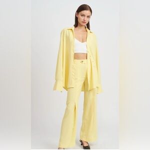 En Saison Light Yellow Wide Leg Pants, size L, XS, M, M, S